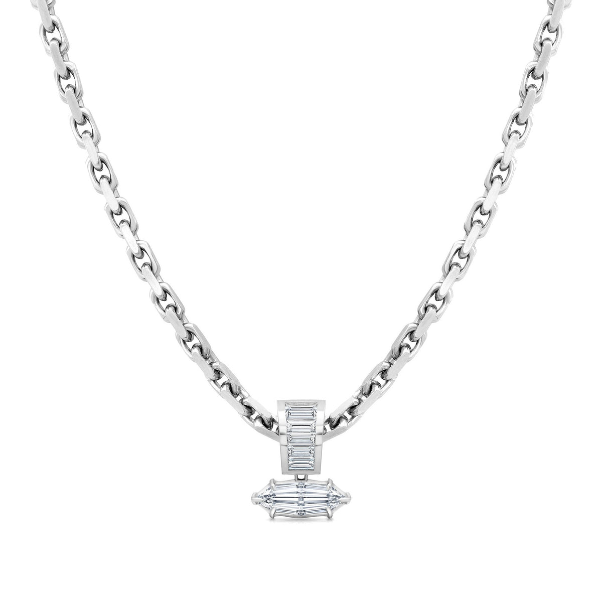 Classy Dual Chain Pear Pendant Necklace