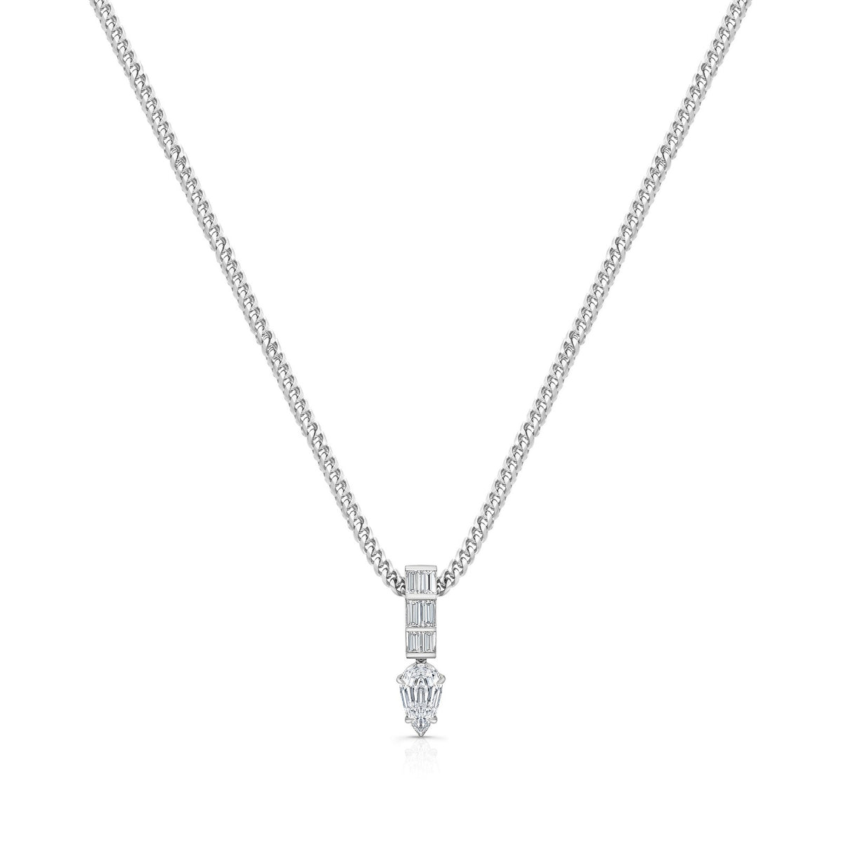 Classy Dual Chain Pear Pendant Necklace