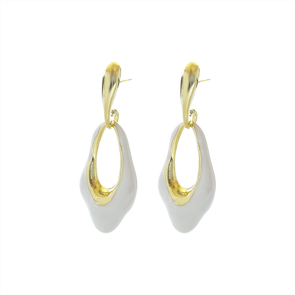 Classy Red Geometric Enamel Drop Earrings