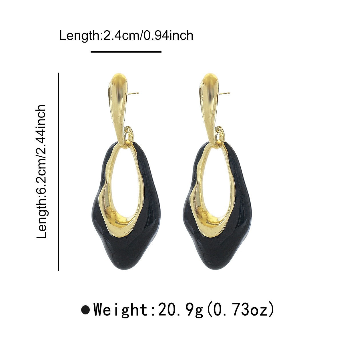 Classy Red Geometric Enamel Drop Earrings
