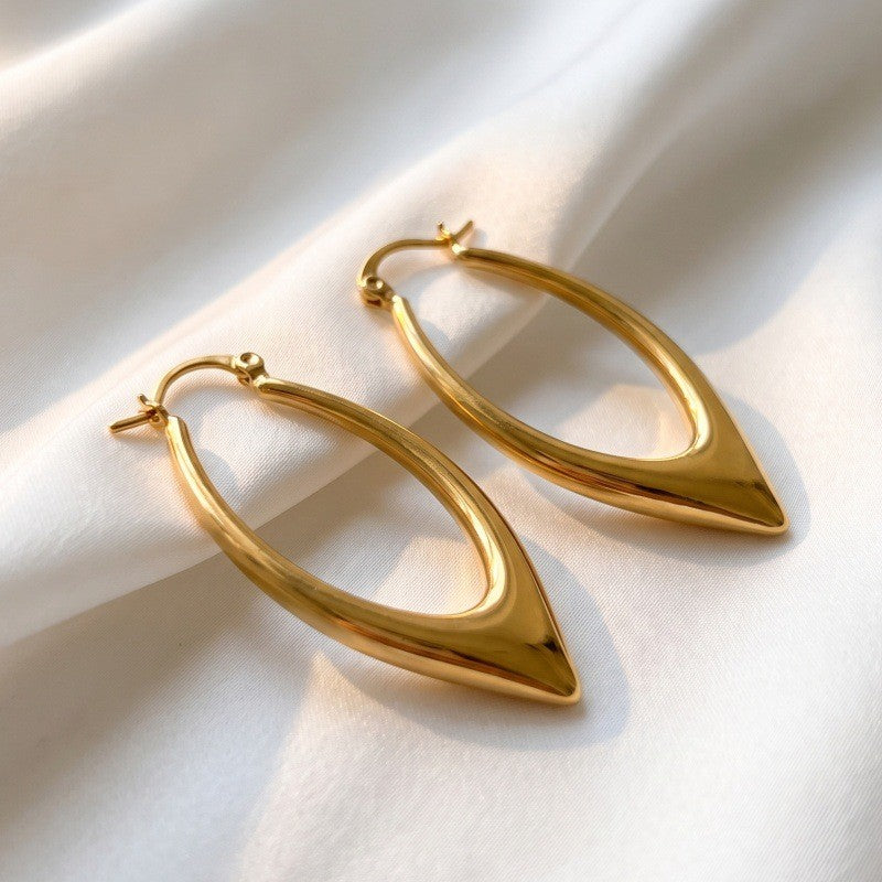 Classy Geometric Leaf Hoop Earrings