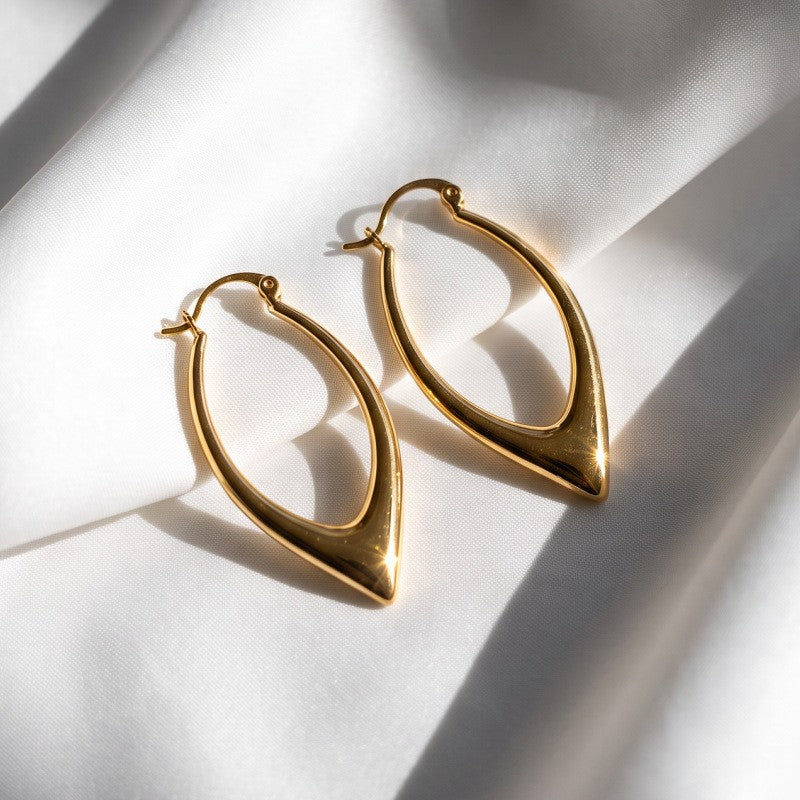 Classy Geometric Leaf Hoop Earrings