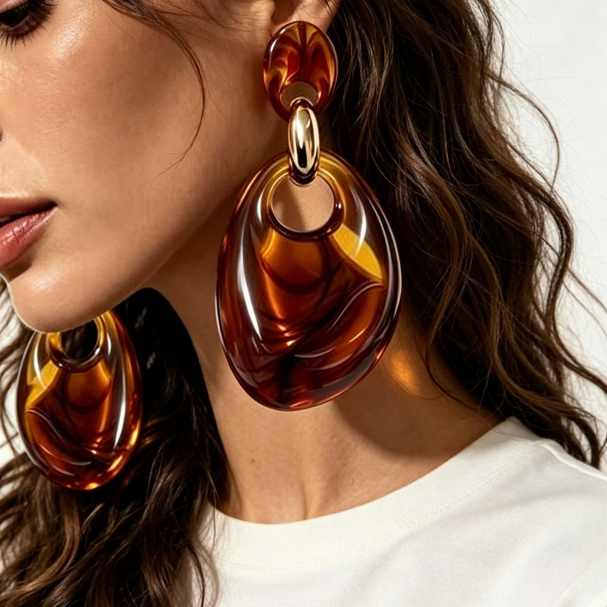 Classy Vintage Amber Acrylic Drop Earrings