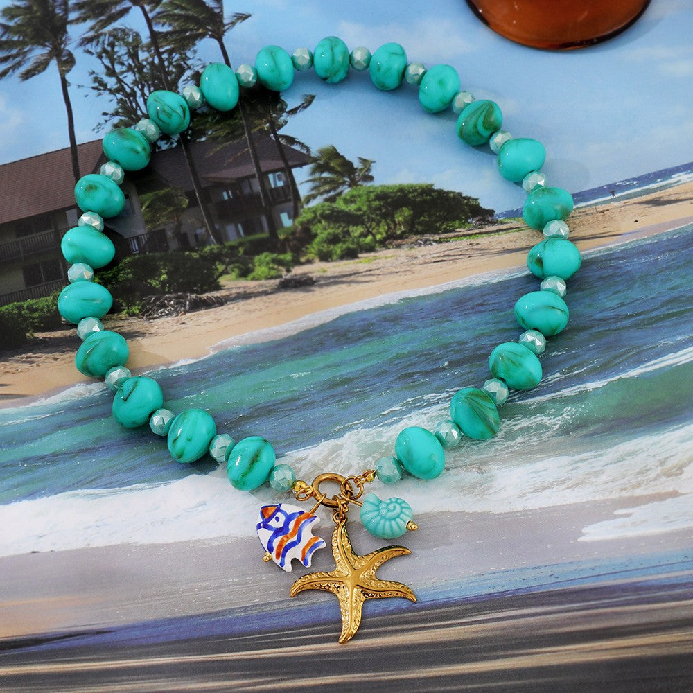Boho Turquoise Starfish Beaded Necklace