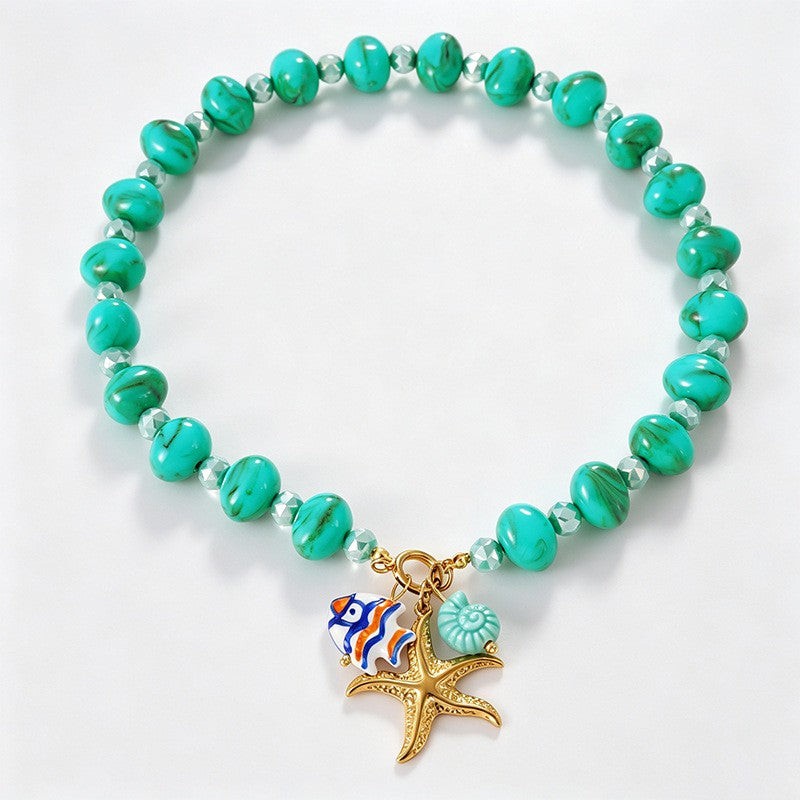 Boho Turquoise Starfish Beaded Necklace