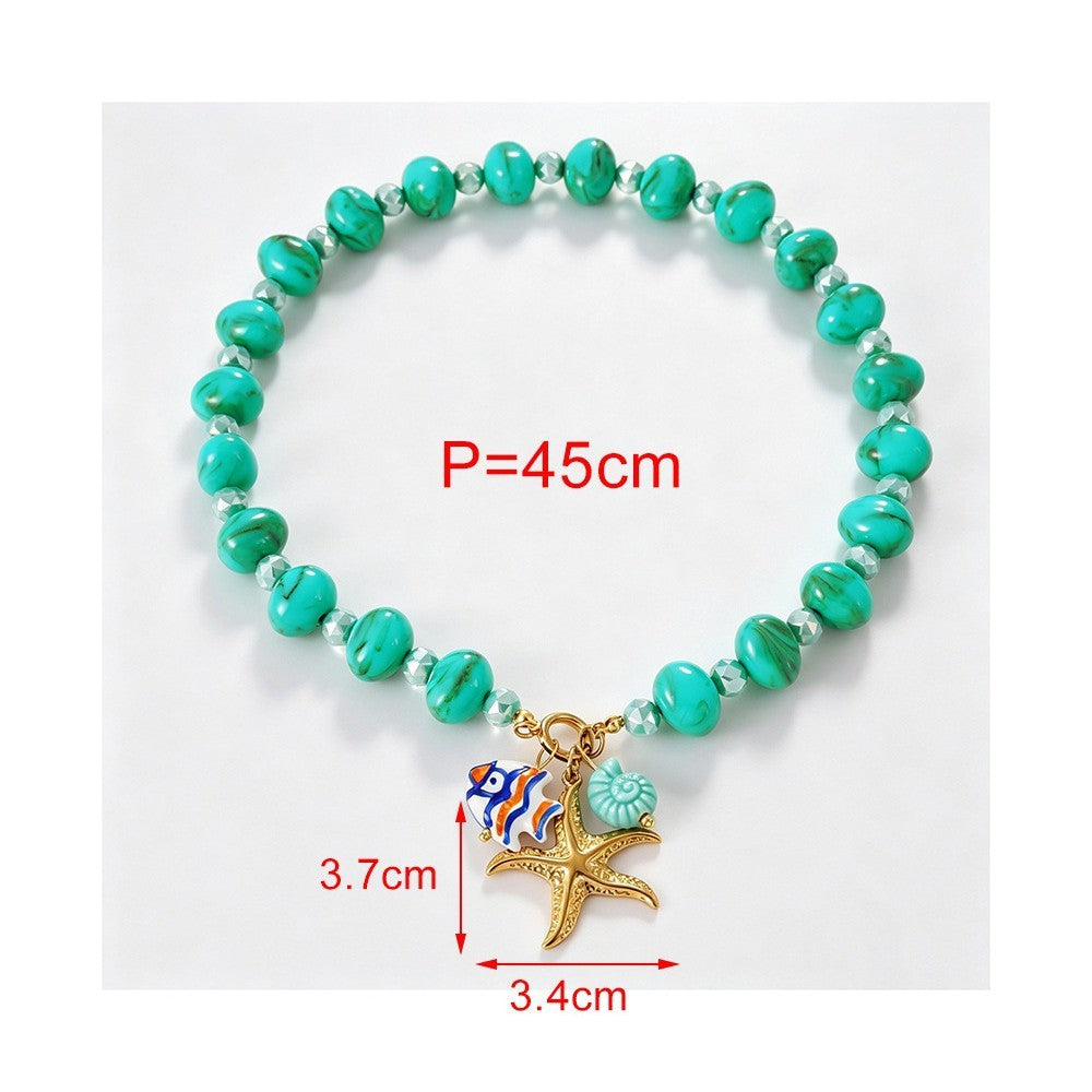 Boho Turquoise Starfish Beaded Necklace