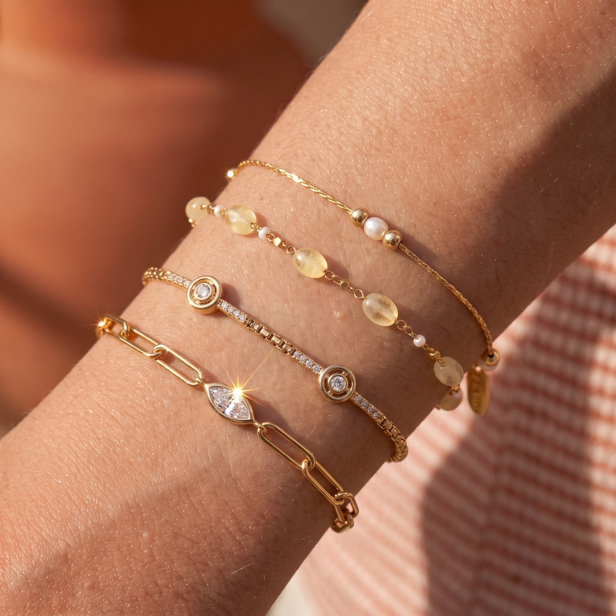 3pc Dainty Mixed Chain Bracelet Set