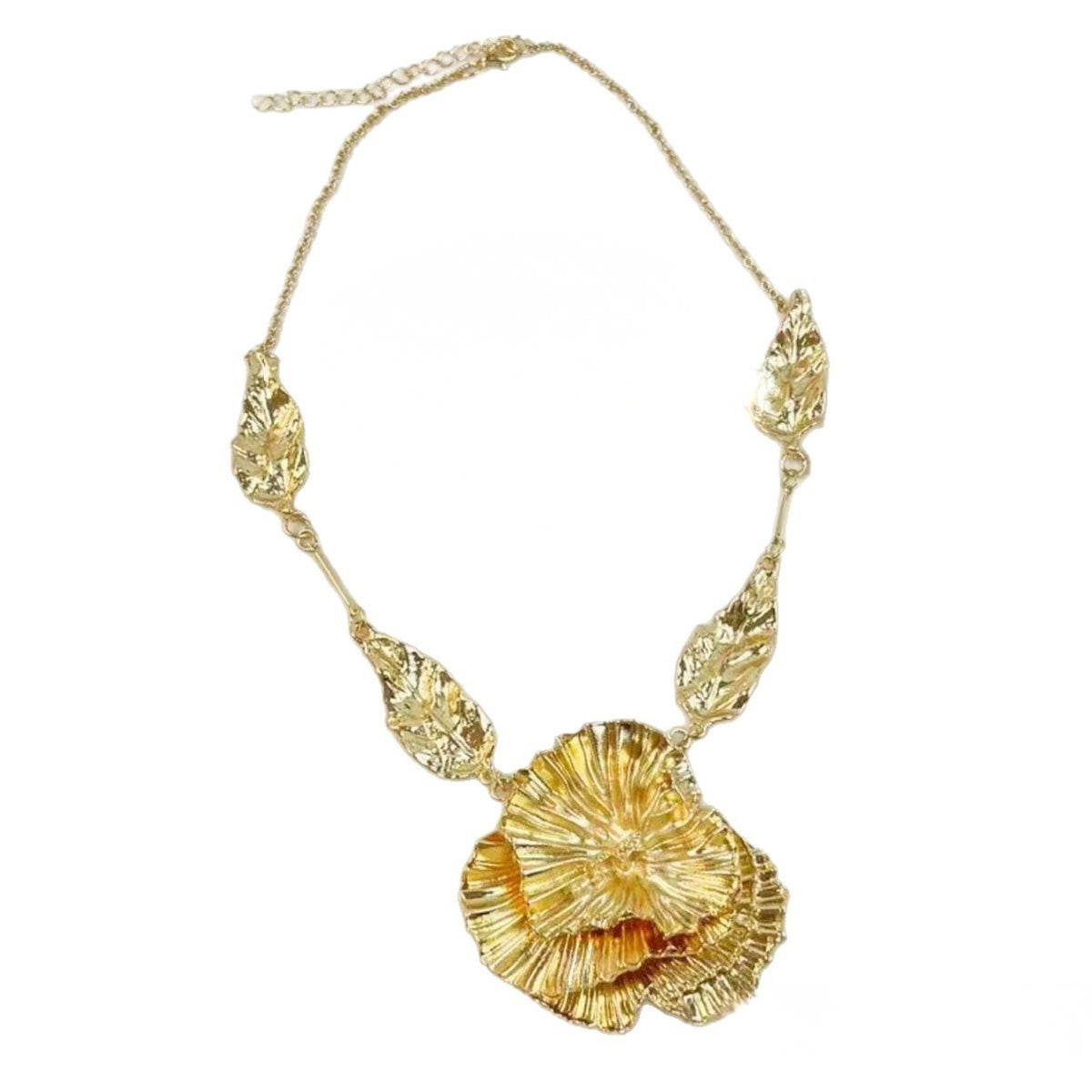 Classy Textured Floral Statement Necklace
