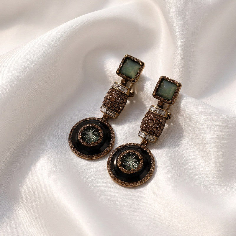 Classy Vintage Green Geometric Dangle Earrings