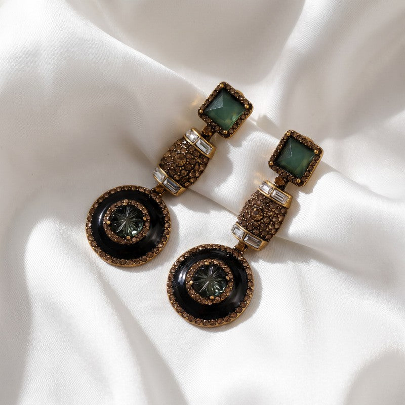 Classy Vintage Green Geometric Dangle Earrings
