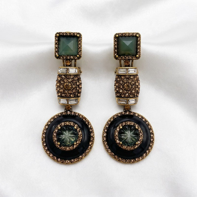 Classy Vintage Green Geometric Dangle Earrings
