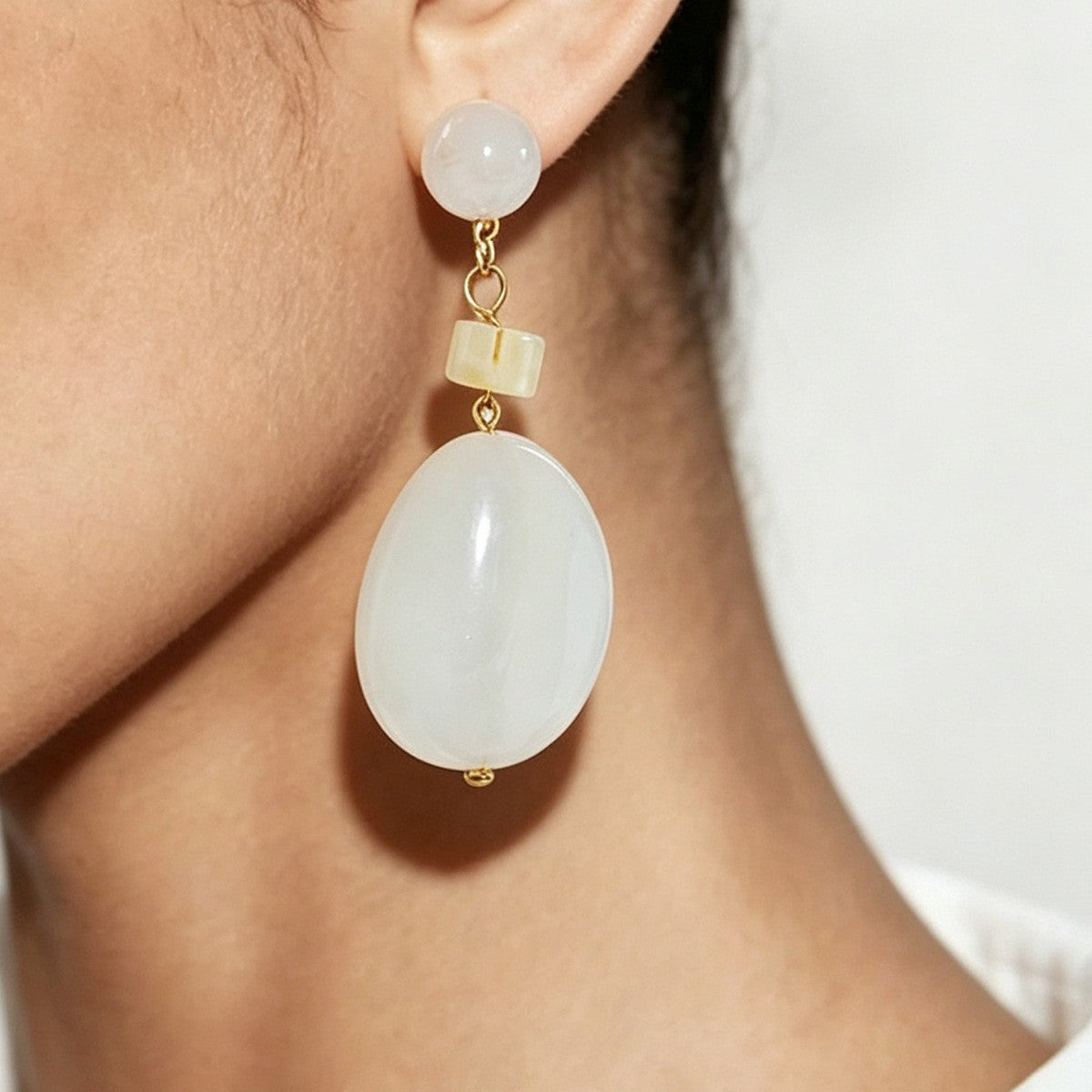 Vintage Amber Marbled Resin Drop Earrings