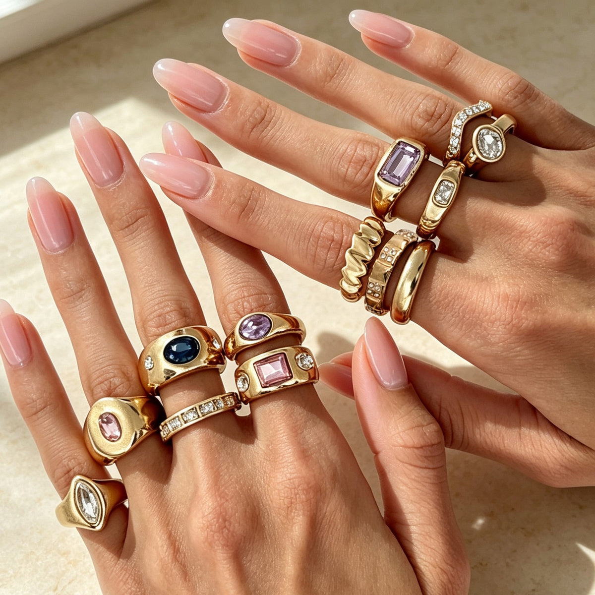 Classy Multicolor Gemstone Ring Set