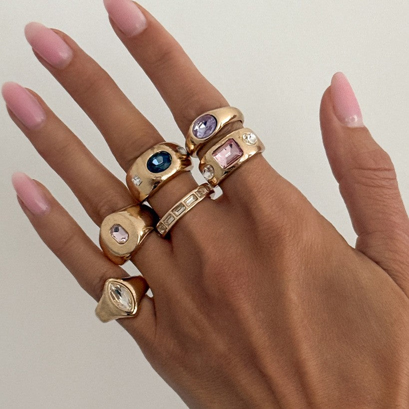 Classy Multicolor Gemstone Ring Set