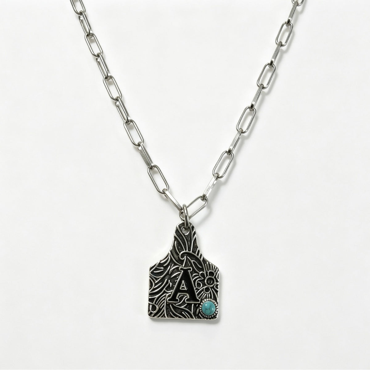Boho Engraved Initial Tag Necklace