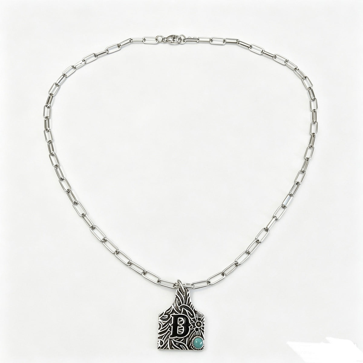 Boho Engraved Initial Tag Necklace
