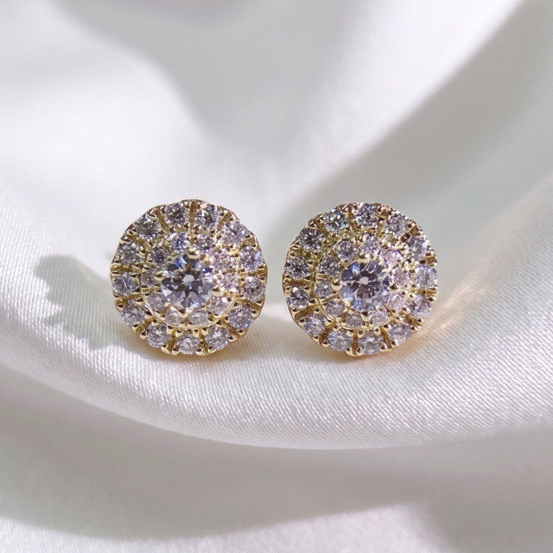 Classy Round Pave Cubic Zirconia Stud Earrings