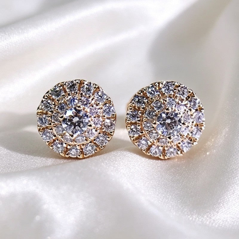 Classy Round Pave Cubic Zirconia Stud Earrings