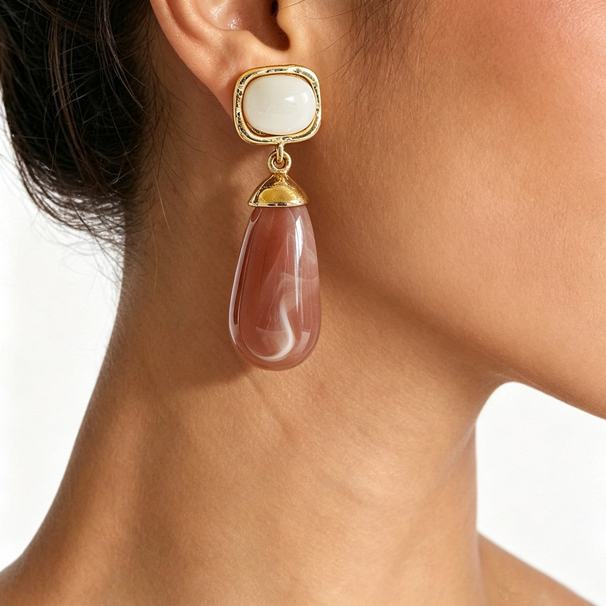Classy Marbled Geometric Acrylic Drop Earrings