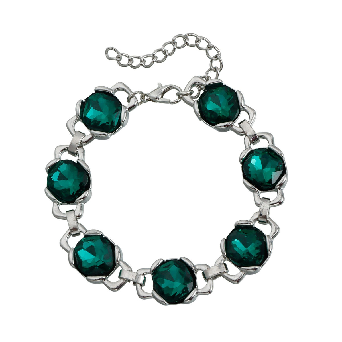 Classy Blue Faceted Gemstone Link Bracelet