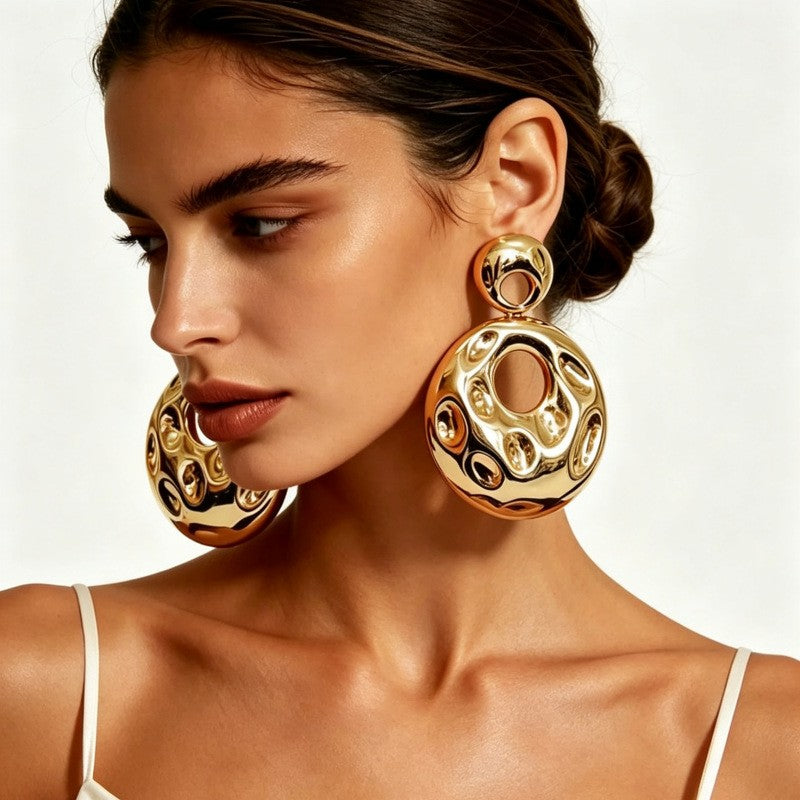 Classy Molten Disc Drop Earrings