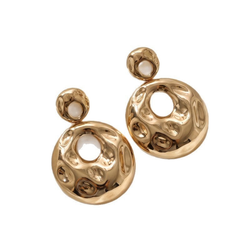 Classy Molten Disc Drop Earrings