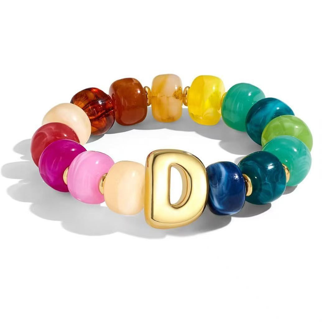 Colorful Acrylic Letter Initial Bracelet