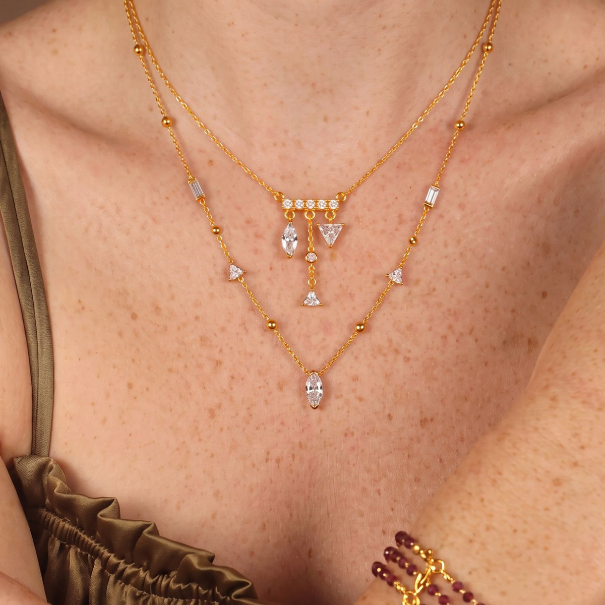 Dainty Layered Celestial Moon Star Necklace