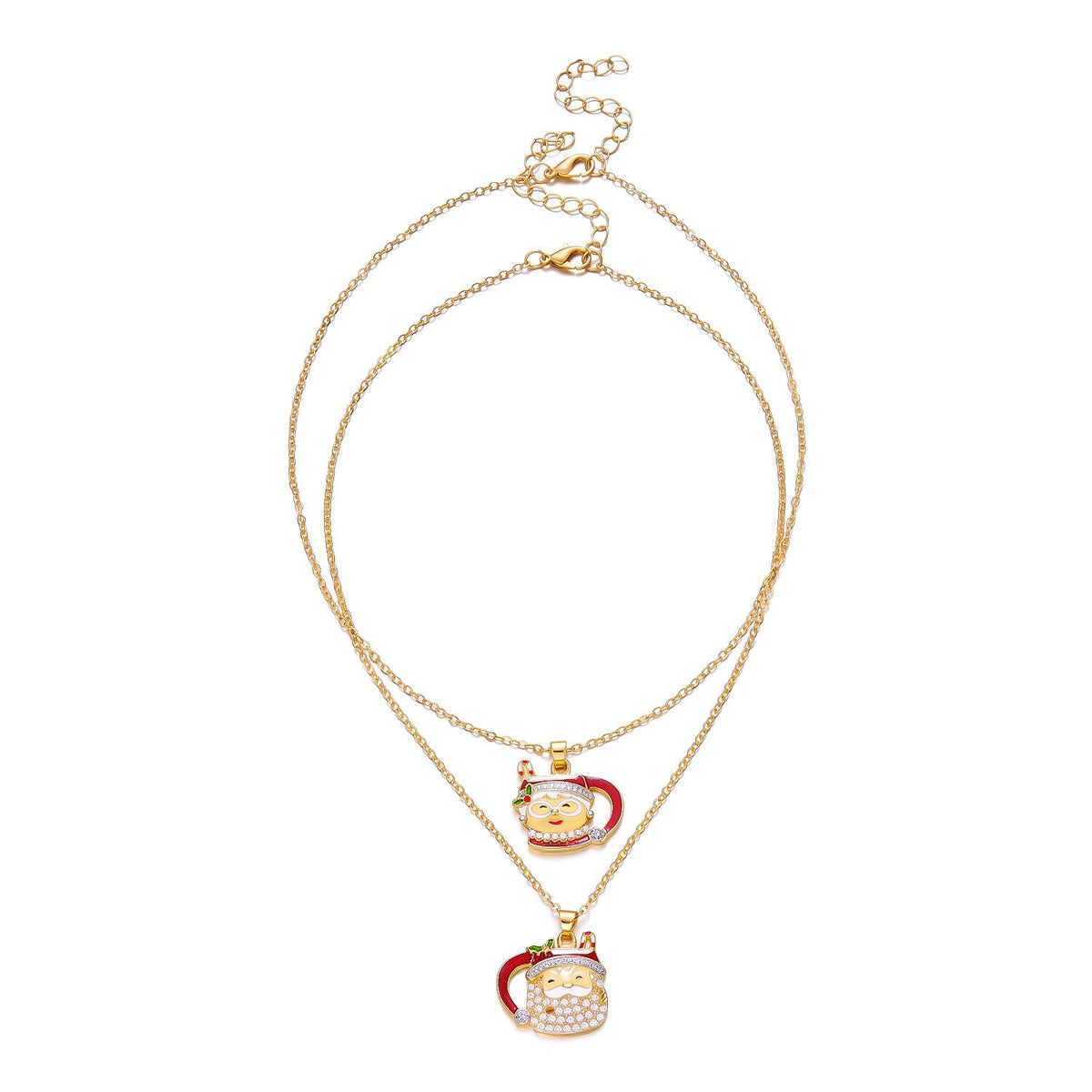 Layered Enamel Santa Teacup Necklace