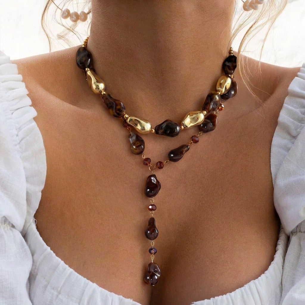 Boho Tortoise Resin Y-Necklace