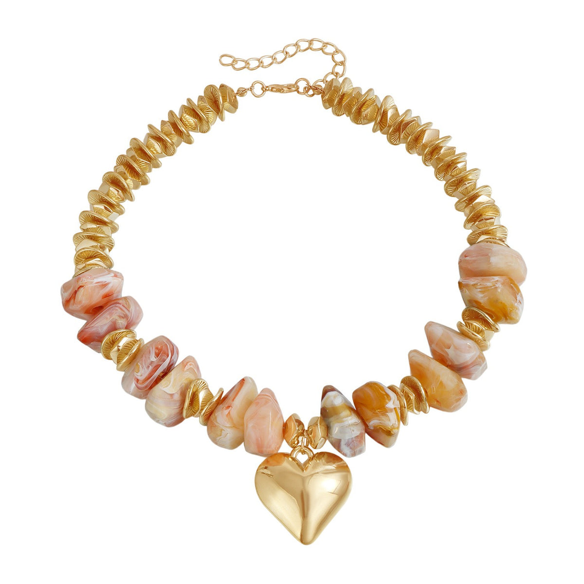 Classy Coral Resin Heart Necklace