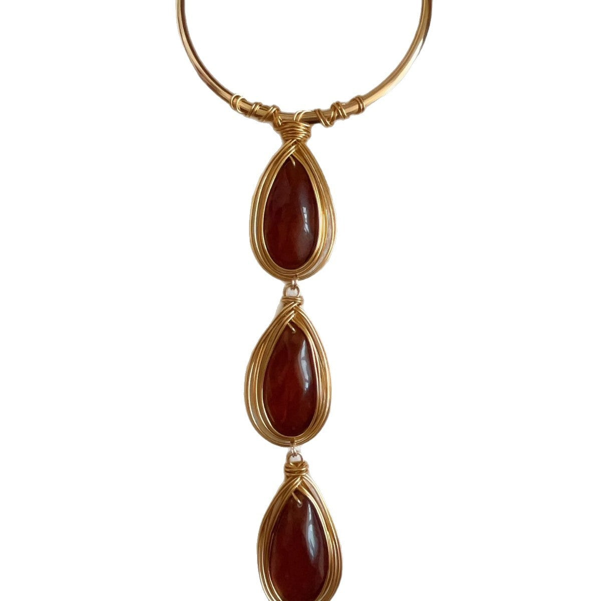 Classy Amber Teardrop Collar Necklace & Earring Set