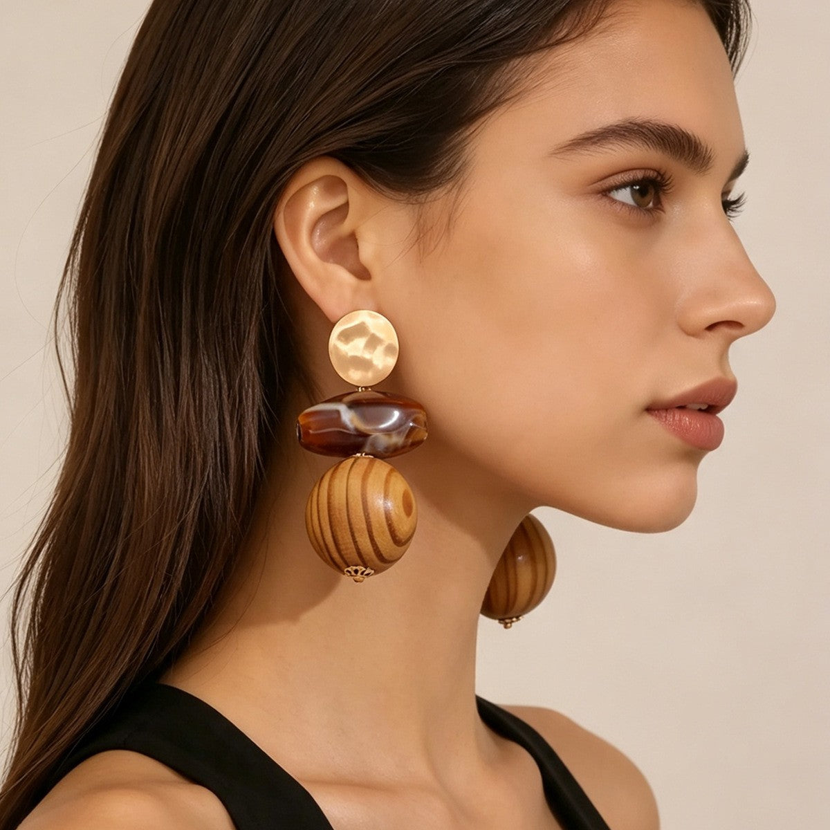 Boho Geometric Wood Drop Earrings