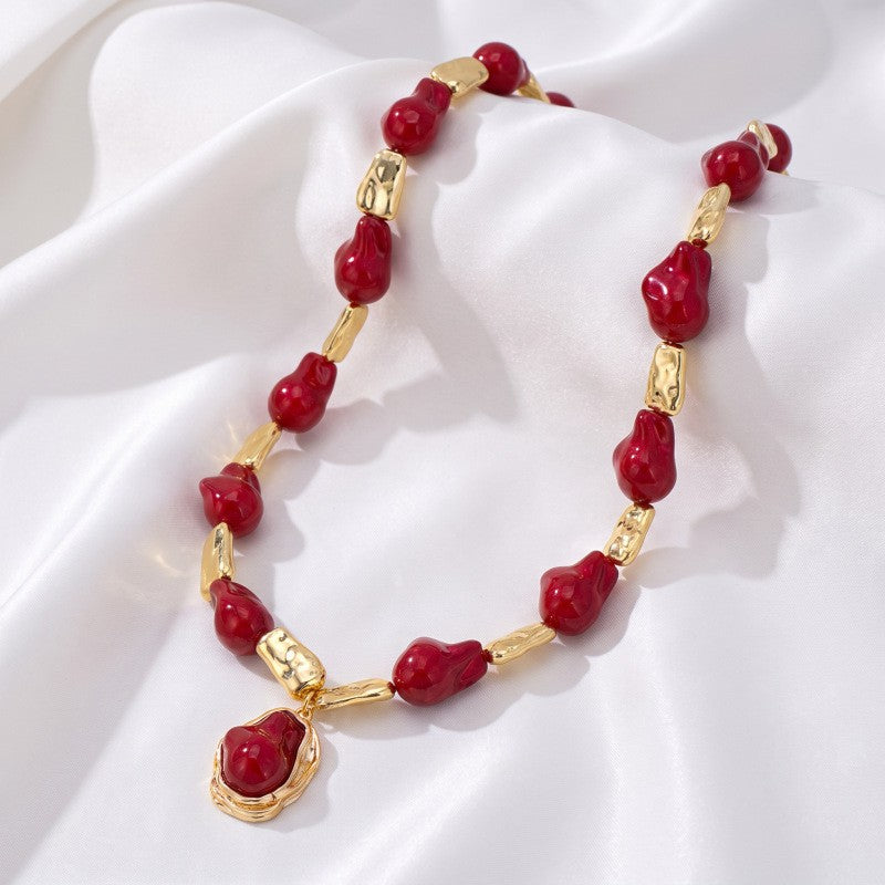 Boho Vintage Amber Geometric Necklace