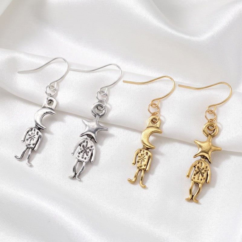 Dainty Vintage Star Moon Figure Earrings
