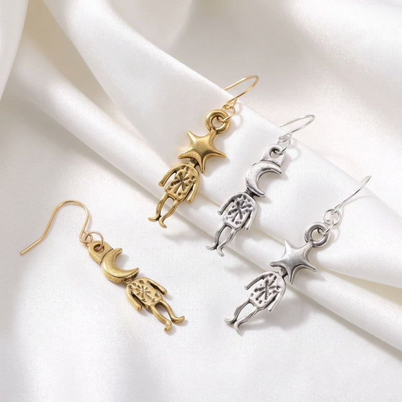 Dainty Vintage Star Moon Figure Earrings