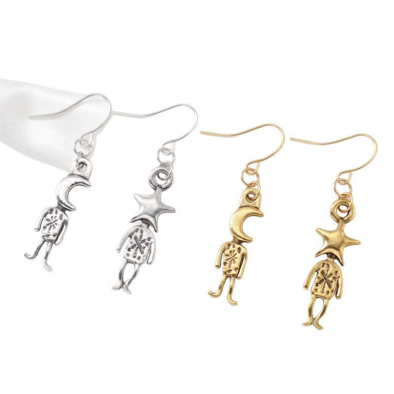 Dainty Vintage Star Moon Figure Earrings