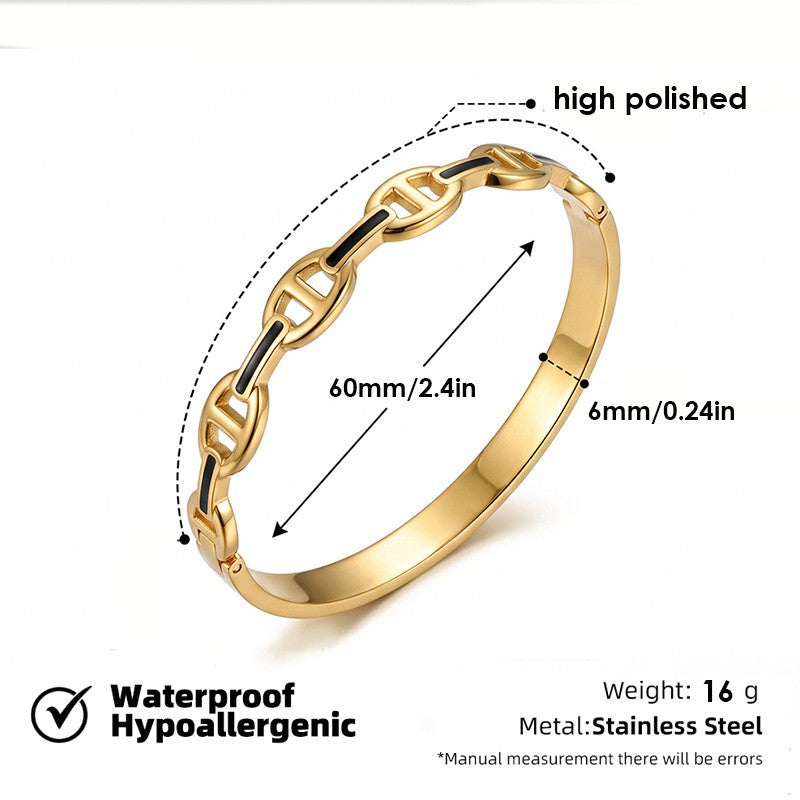 18k Classy Geometric Link Bracelet Set