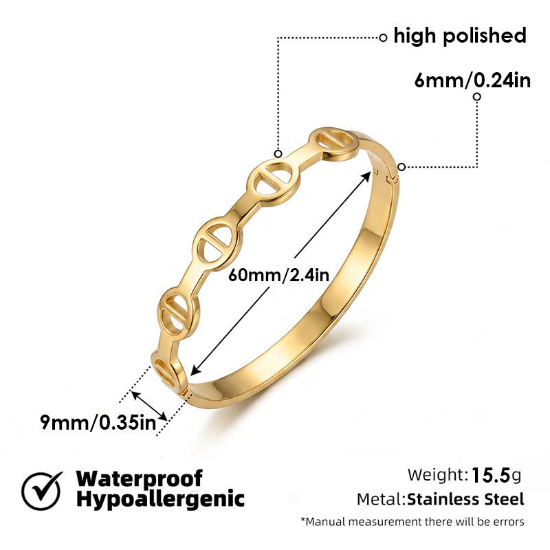 18k Classy Geometric Hinged Bangle Set