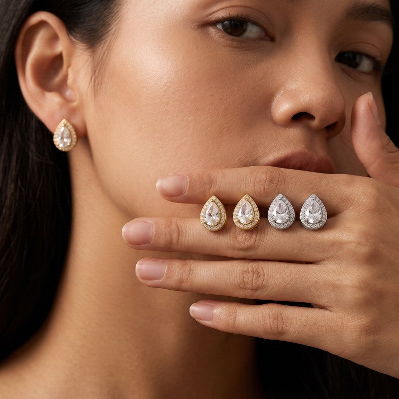 Classy French Vintage Teardrop Stud Earrings