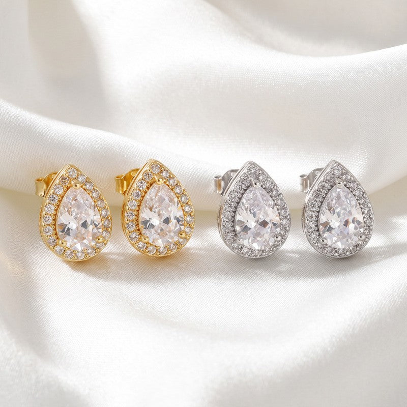 Classy French Vintage Teardrop Stud Earrings