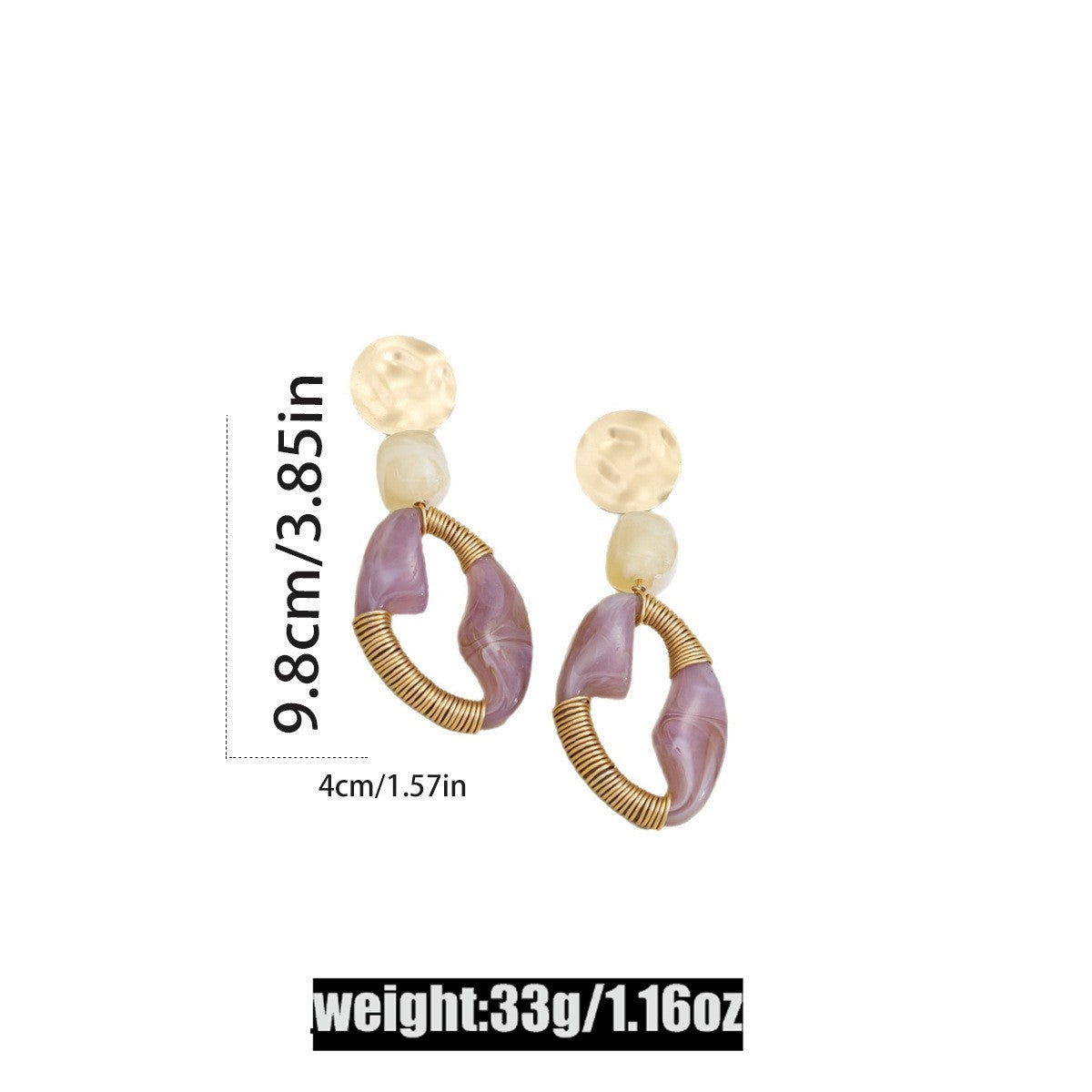 Boho Purple Geometric Drop Earrings