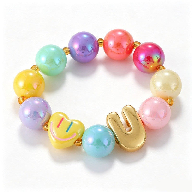 Sweet Colorful Resin Beaded Bracelet Stack