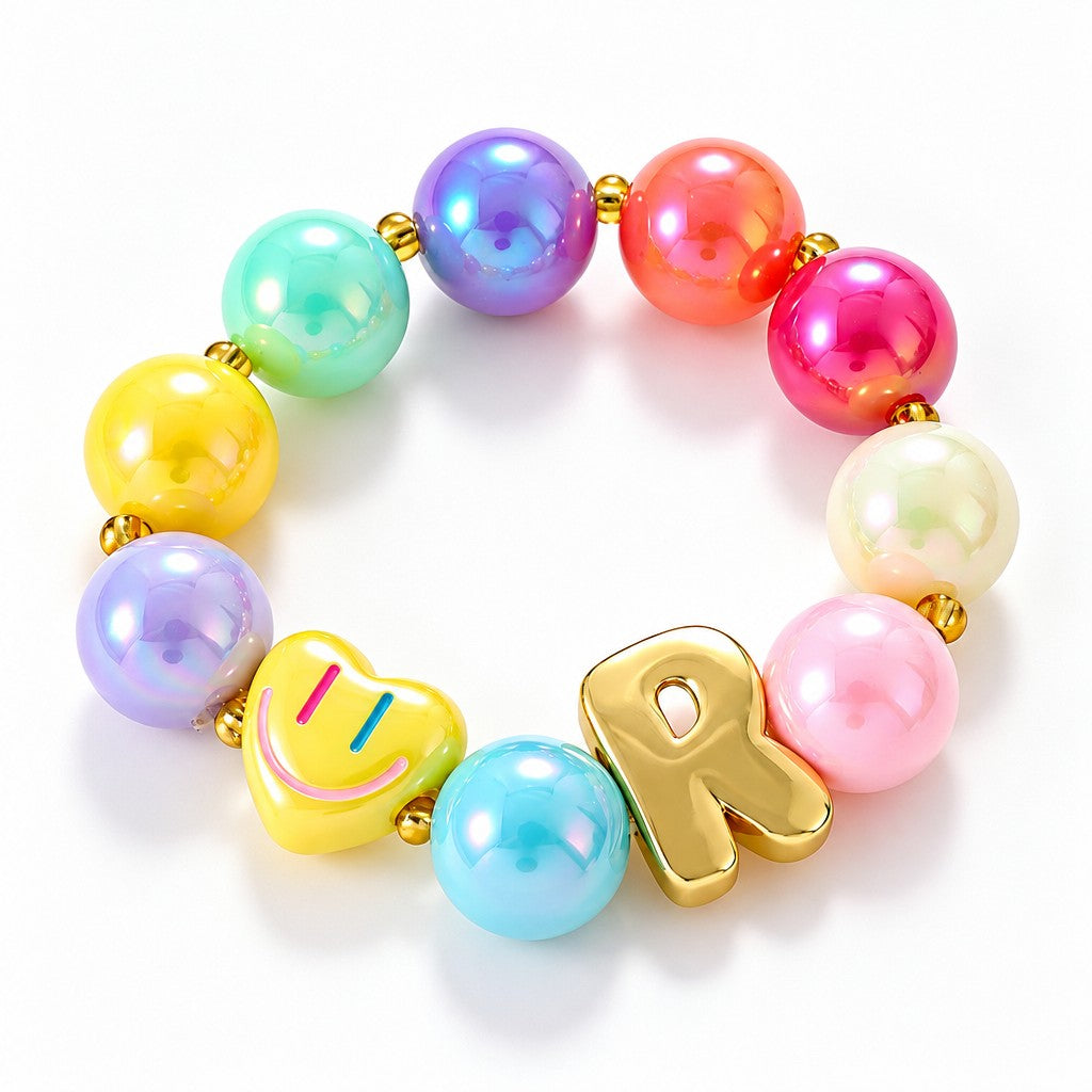 Sweet Colorful Resin Beaded Bracelet Stack