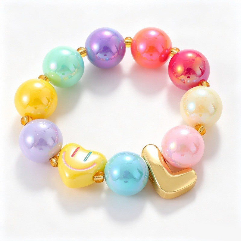 Sweet Colorful Resin Beaded Bracelet Stack