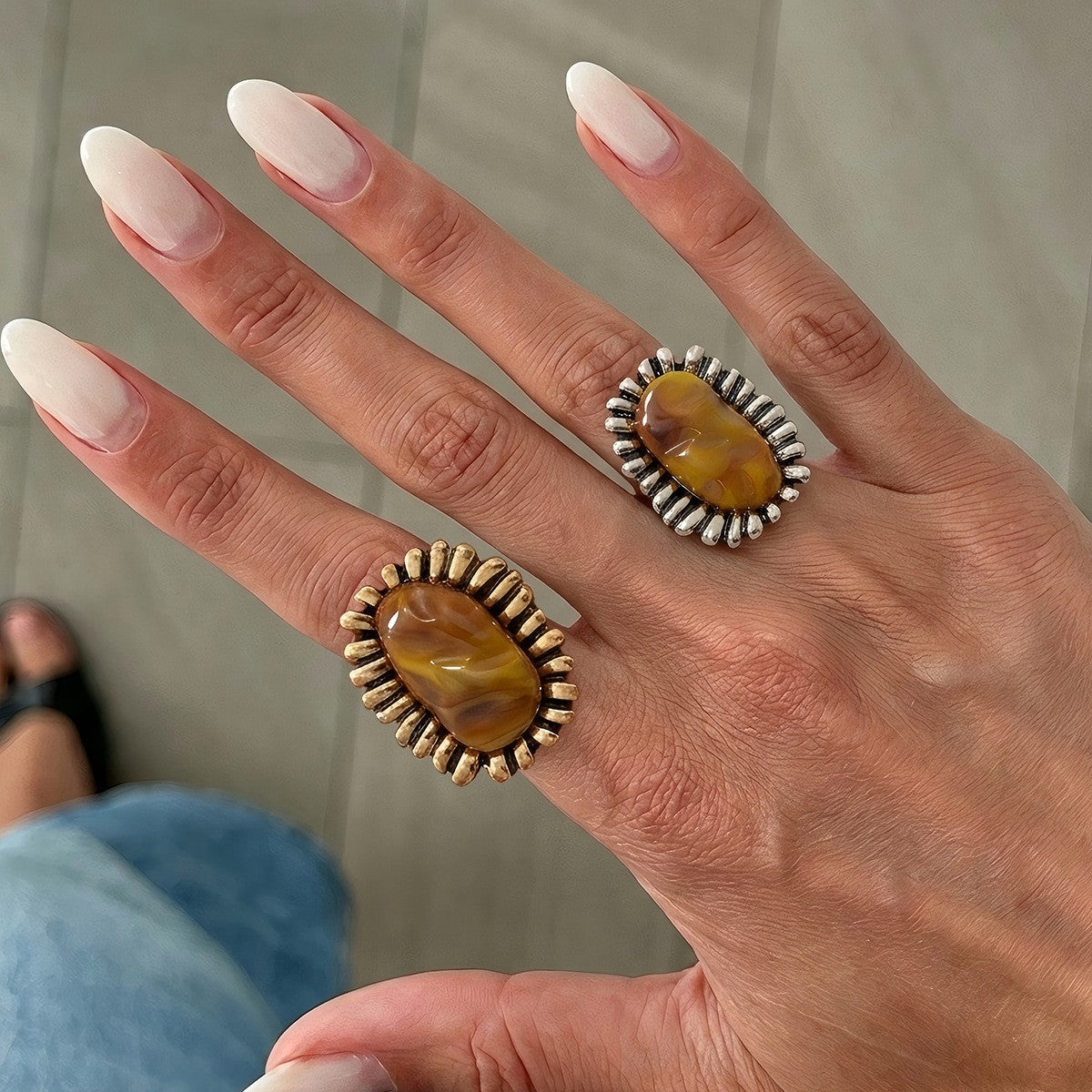 Vintage Amber Resin Statement Ring