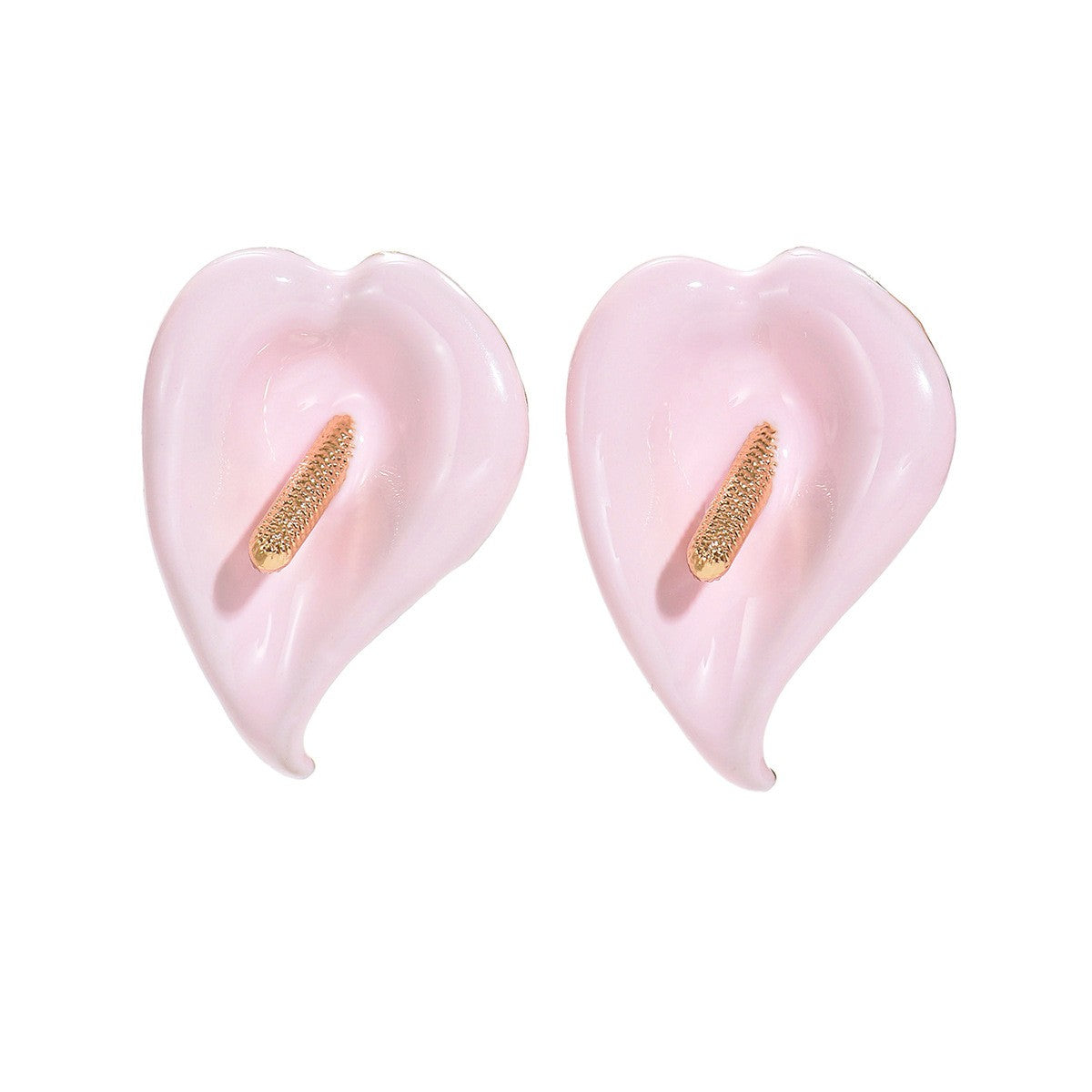 Classy Enamel Calla Lily Earring & Ring Set