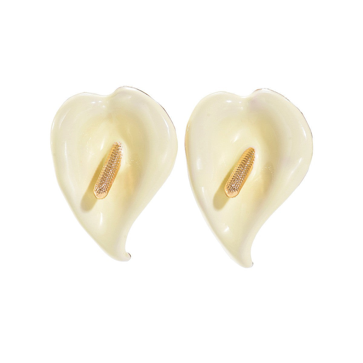 Classy Enamel Calla Lily Earring & Ring Set