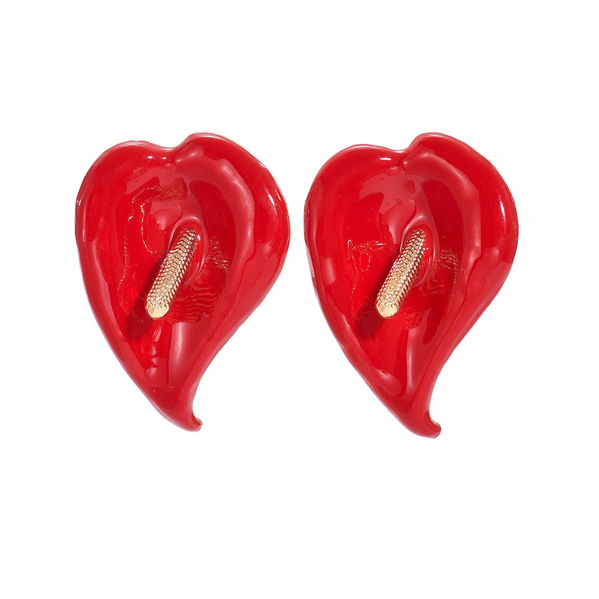 Classy Enamel Calla Lily Earring & Ring Set