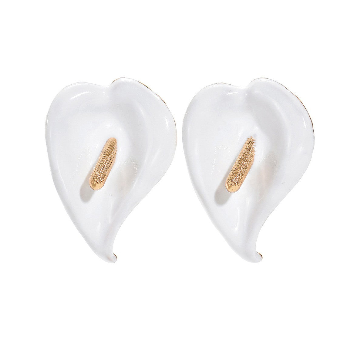 Classy Enamel Calla Lily Earring & Ring Set